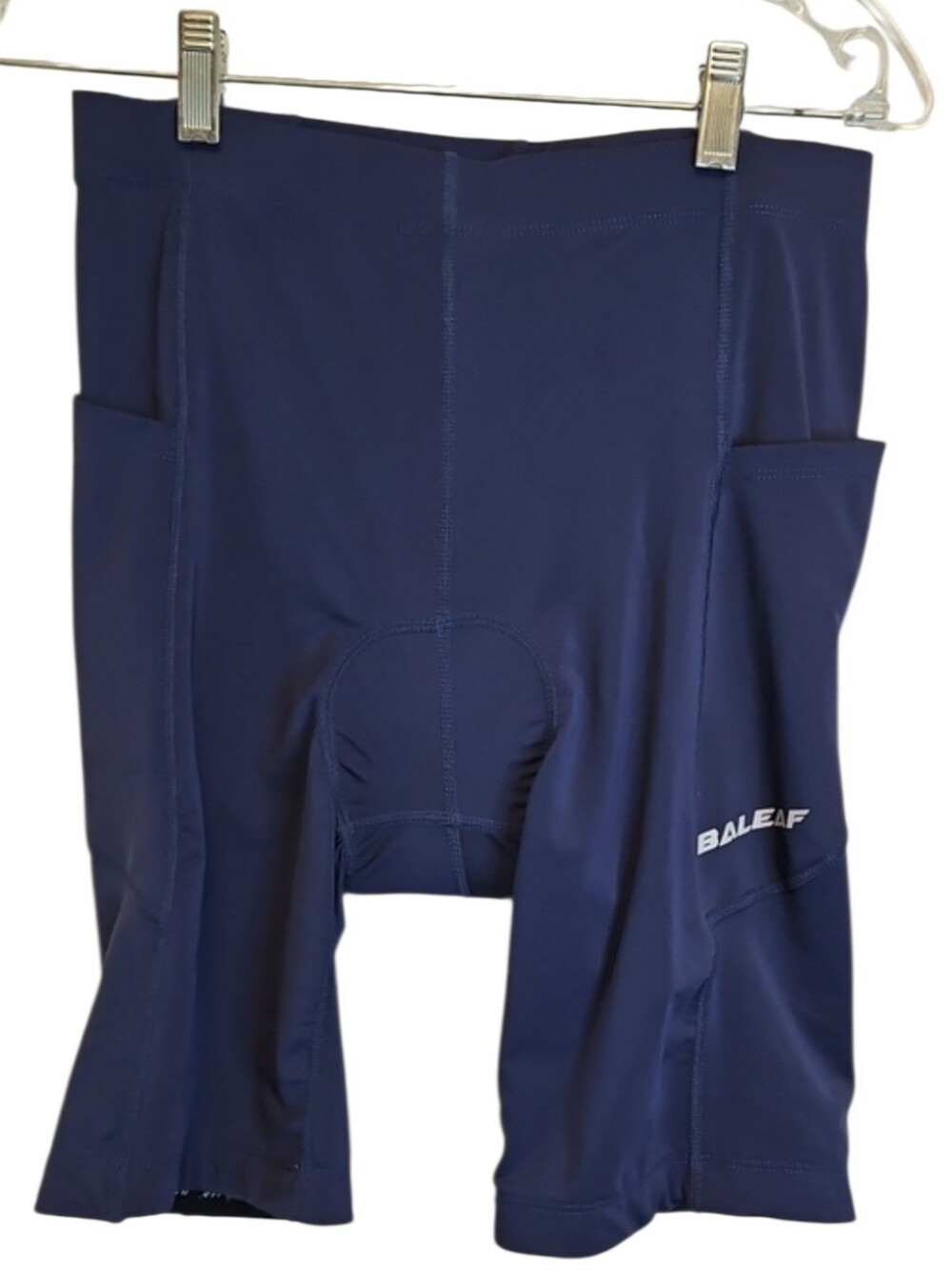 Baleaf Womens Navy Blue Cycling Shorts with Padded Seat and Side Pockets, Size L